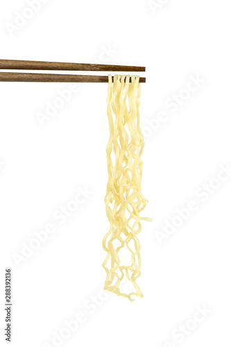 instant noodles chopsticks isolated on white background with clipping path