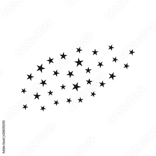 Star Shower vector, black illustration isolated on background. Black star shooting with an elegant star. Meteoroid, comet, asteroid, stars.