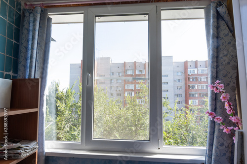 Glazed plastic windows loggia apartment high-rise building