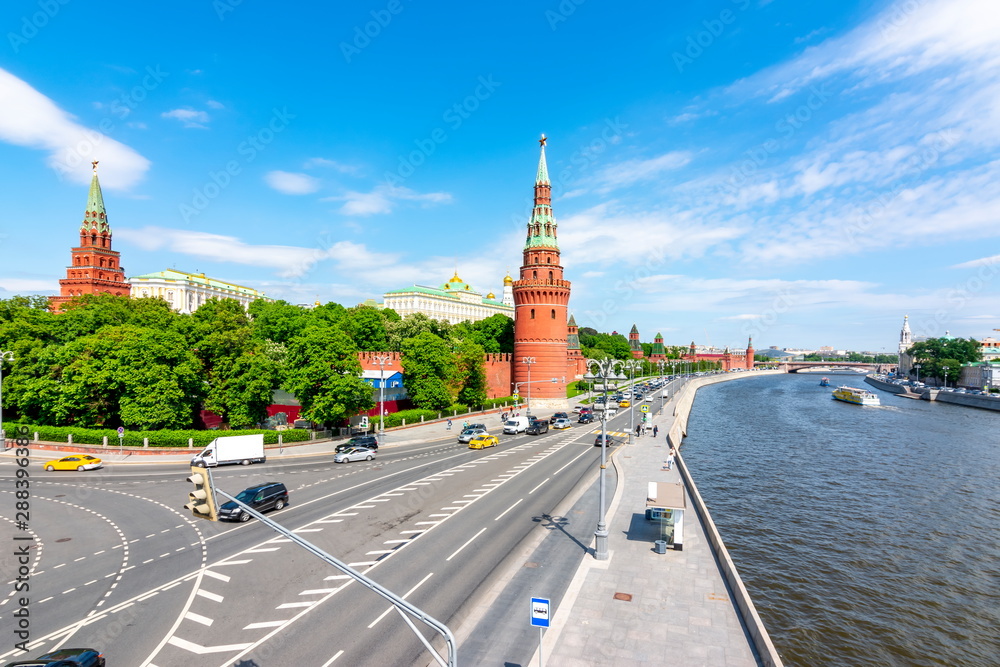 Kremlin embankment in Moscow, Russia