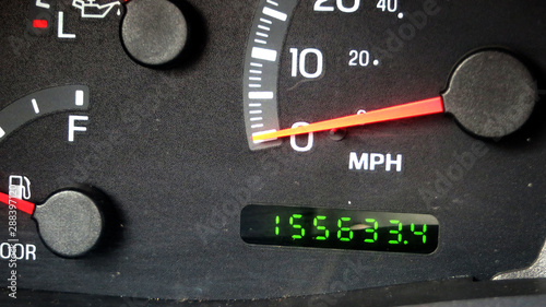 Obraz na płótnie Vehicle Instrument Panel With LED Odometer
