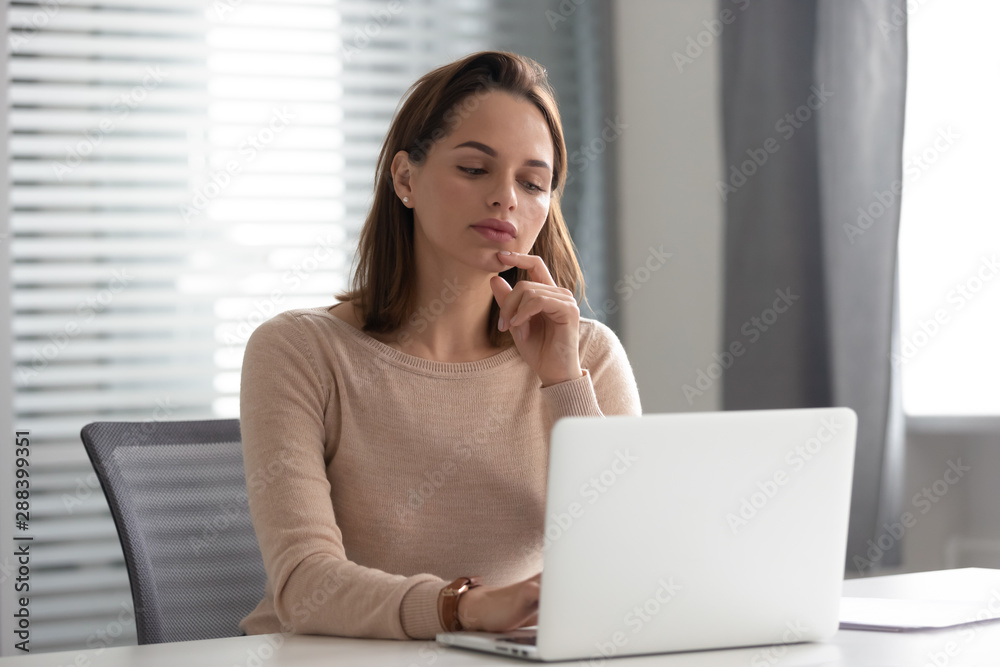 Serious female ceo thinking over hard problem solution at office. Serious female ceo thinking over hard problem solution at office.
