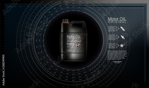Motor oil canisters and car oil isolated on white background. Auto service and car maintenance concept. Engine oil advertisement background.