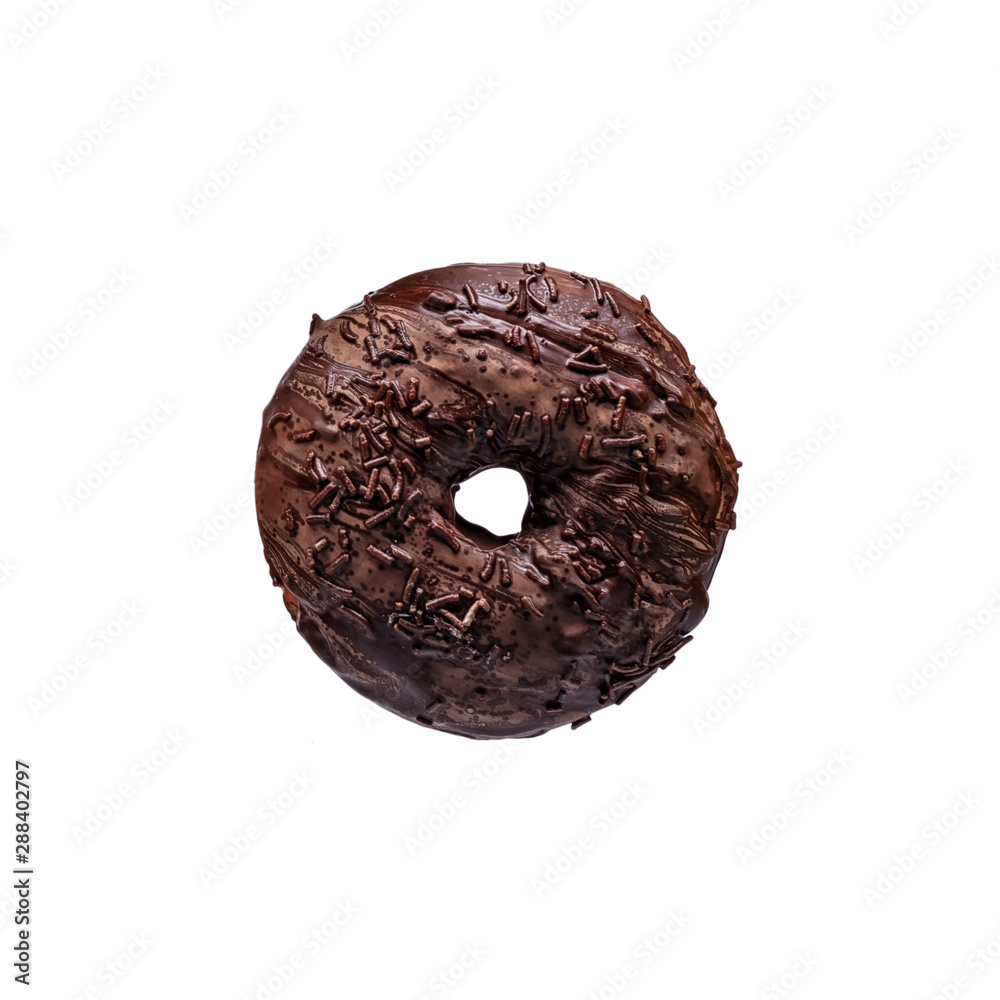 chocolate donut with glaze isolated on white background chocolate donut with glaze isolated on white background