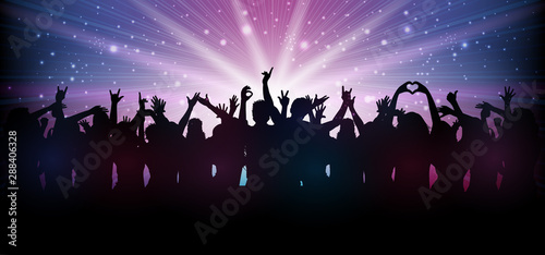 Party people in club dance to the music – stock vector