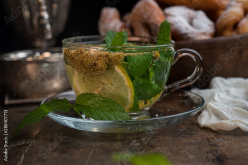 circassian lakum dessert served with tea