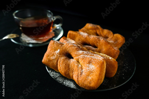 circassian lakum  dessert served with tea photo