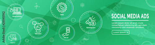 Social Media Ads Icon Set and Web Header Banner