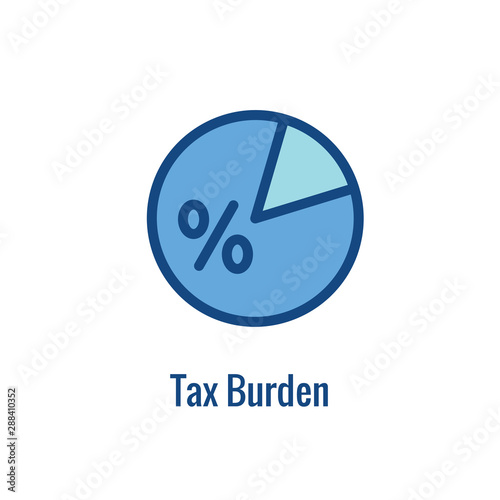 Tax concept with percentage paid, icon and income idea. Flat vector outline illustration.