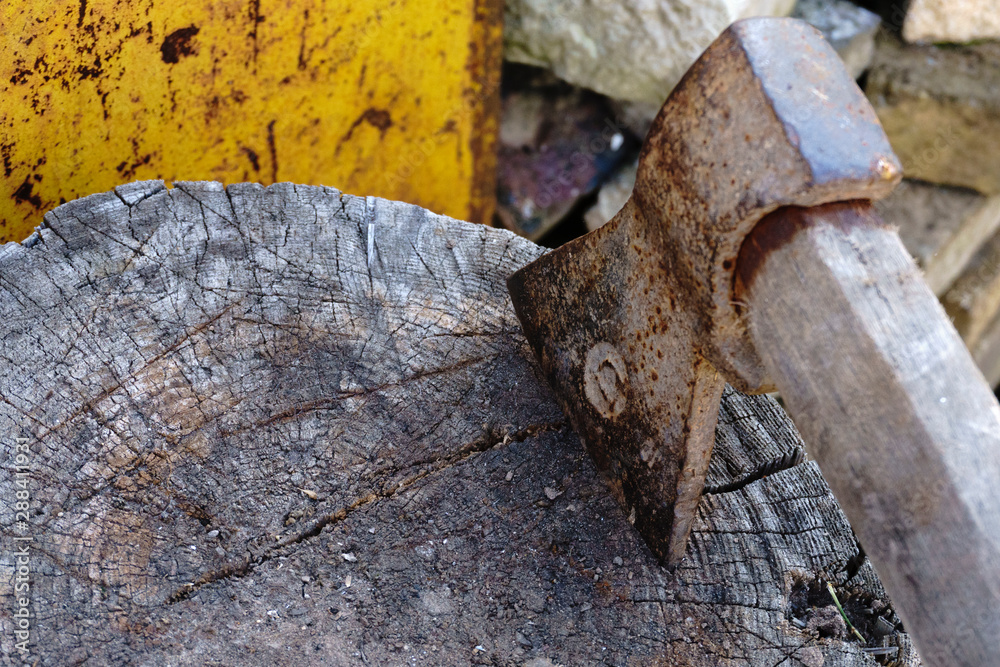 axe in log axe in log