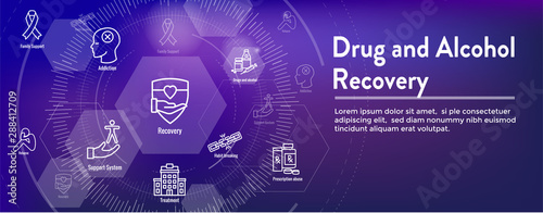 Drug and Alcohol Dependency Icon Set & Web Header Banner