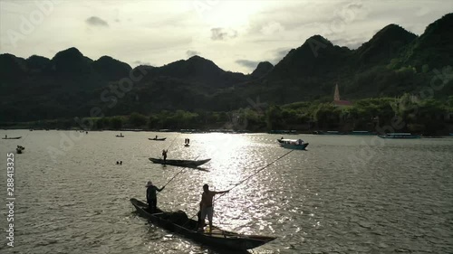 People are working on the river photo