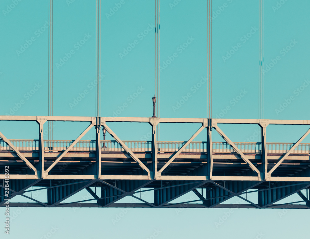 Detail of St Johns Bridge with light poles, symmetry Detail of St Johns Bridge with light poles, symmetry