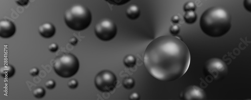 abstract futuristic background. close up of sphere and blurred spheres in the background. 3d illustration