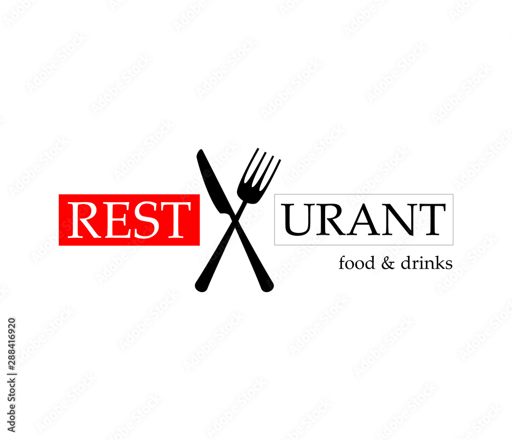 Food And Restaurant Logo - Isolated On White Background. Vector Illustration For Cook, Kitchen, Bar, Fork And Knife Logo. Restaurant And Food Logo For Bistro, Cook Element And Label Food And Restaurant Logo - Isolated On White Background. Vector Illustration For Cook, Kitchen, Bar, Fork And Knife Logo. Restaurant And Food Logo For Bistro, Cook Element And Label