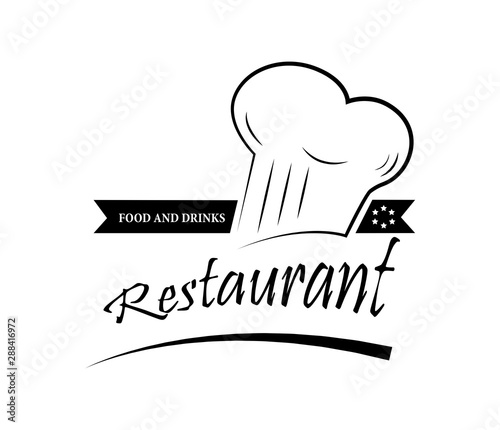 Food And Restaurant Logo - Isolated On White Background. Vector Illustration For Cook, Chef, Kitchen, Bar And Hat Logo. Restaurant And Food Logo For Bistro, Cook Element And Label