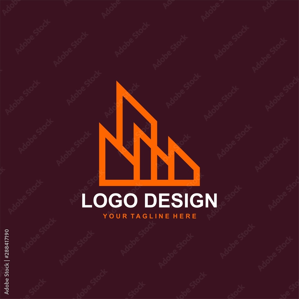 Architectural logo design vector. Real estate line logo design. Home abstract illustration for your business company.