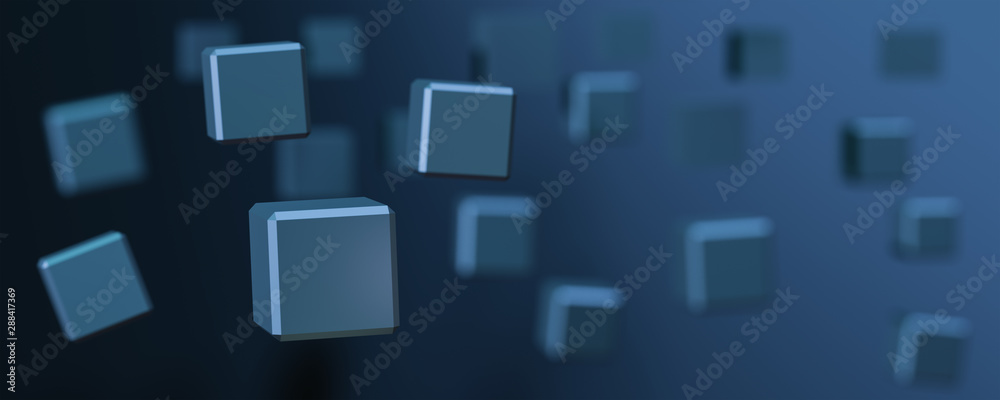 abstract futuristic background. close up of cube and blurred cubes in the background. 3d illustration abstract futuristic background. close up of cube and blurred cubes in the background. 3d illustration