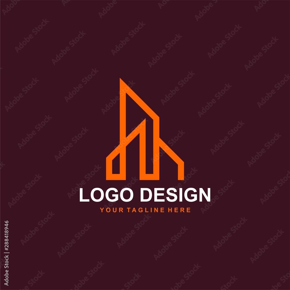 Fototapeta premium Architectural logo design vector. Real estate line logo design. Home abstract illustration for your business company.