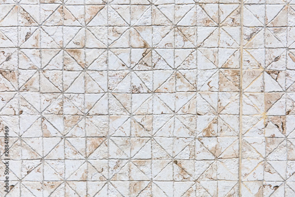 triangular white-beige mosaic, background, texture