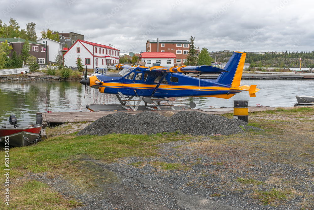 Floatplane on Great Slave Lake at Yellowknife, Northwest Territories, Canada