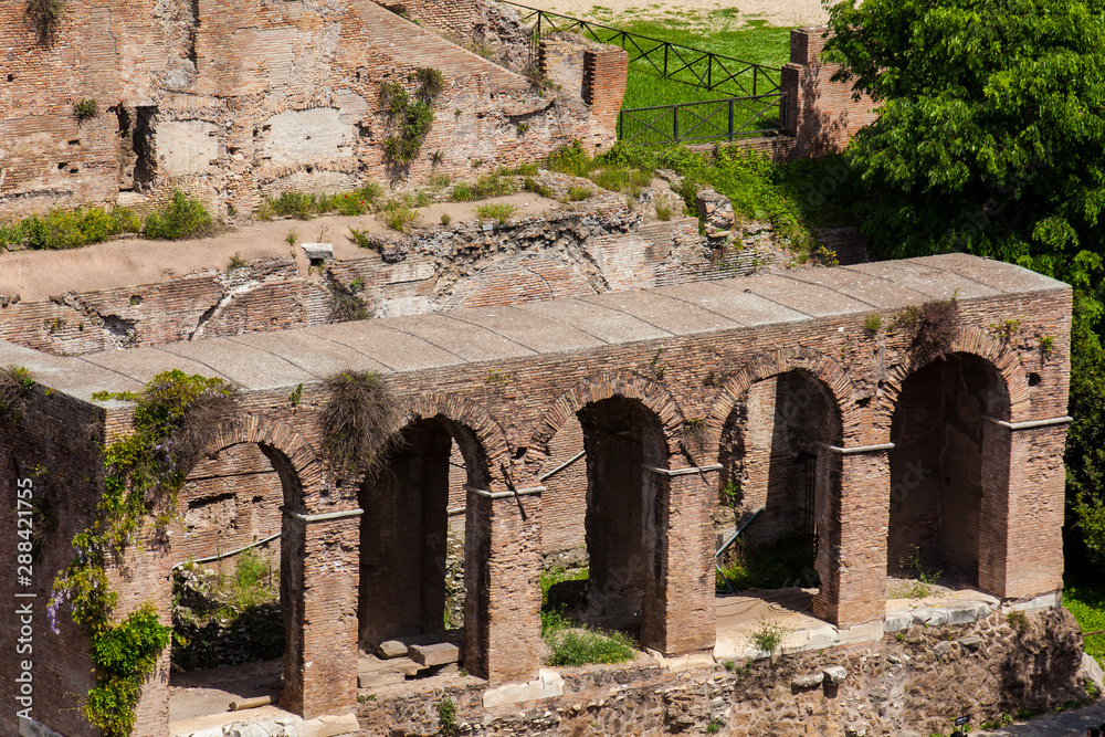 Ruins of the Medieval Porch at the Roman Forum in Rome