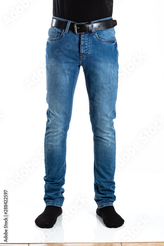 jeans pants on a white background front and back