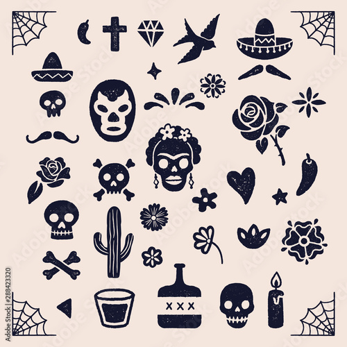 Vintage Day of the Dead graphics