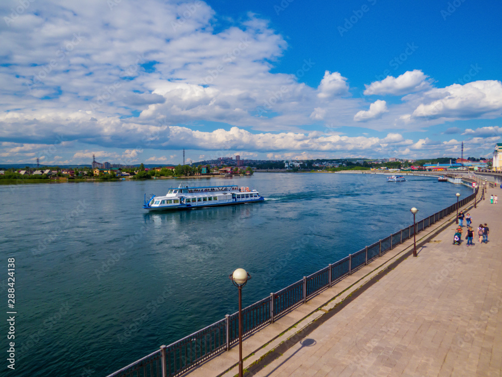 View of the Angara River embankment in Irkutsk, Siberia, Russia View of the Angara River embankment in Irkutsk, Siberia, Russia