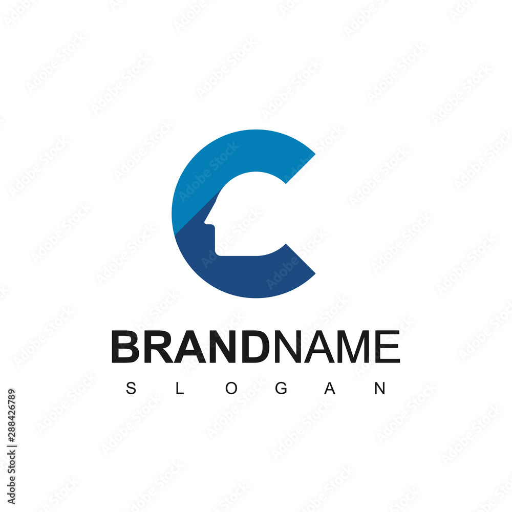 Letter C, Creative People Logo, Silhouette Head Logo Design Template Letter C, Creative People Logo, Silhouette Head Logo Design Template