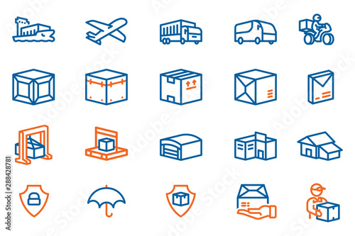 The process Long distance goods delivery to the customer's house.shipping logistics icon concept in hexagon outline style.