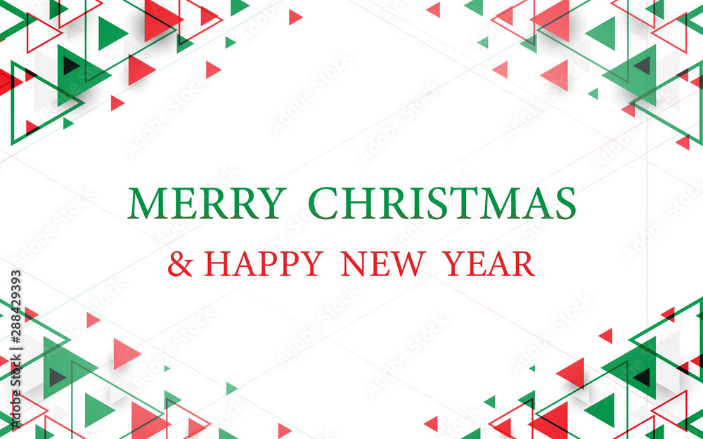 Obraz premium Red and green abstract geometric background. Merry Christmas and Happy New Year postcard