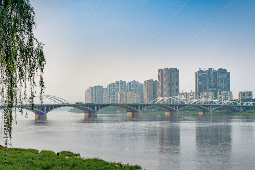 Naklejka premium Three Bridges of the Min River, Leshan City, Sichuan Province, China