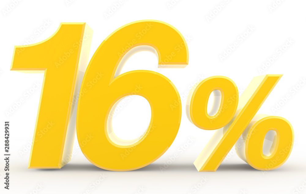 16 percent on white background illustration 3D rendering 16 percent on white background illustration 3D rendering