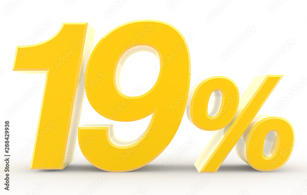 19 percent on white background illustration 3D rendering 19 percent on white background illustration 3D rendering