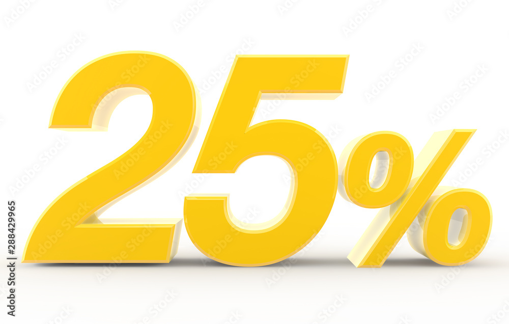 25 percent on white background illustration 3D rendering 25 percent on white background illustration 3D rendering