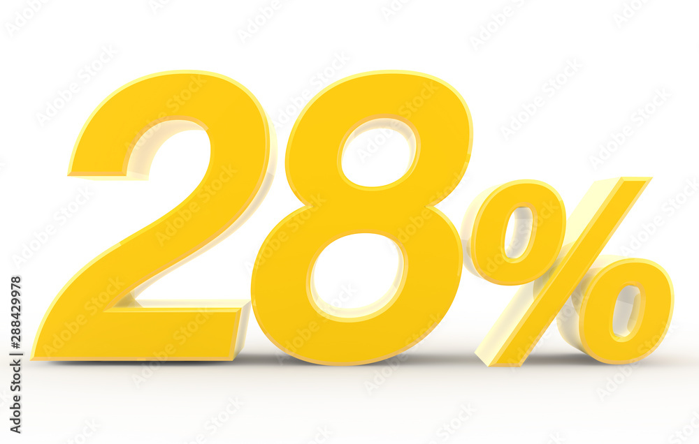 28 percent on white background illustration 3D rendering 28 percent on white background illustration 3D rendering