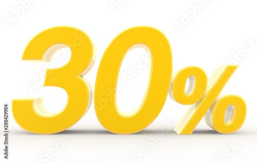 30 percent on white background illustration 3D rendering