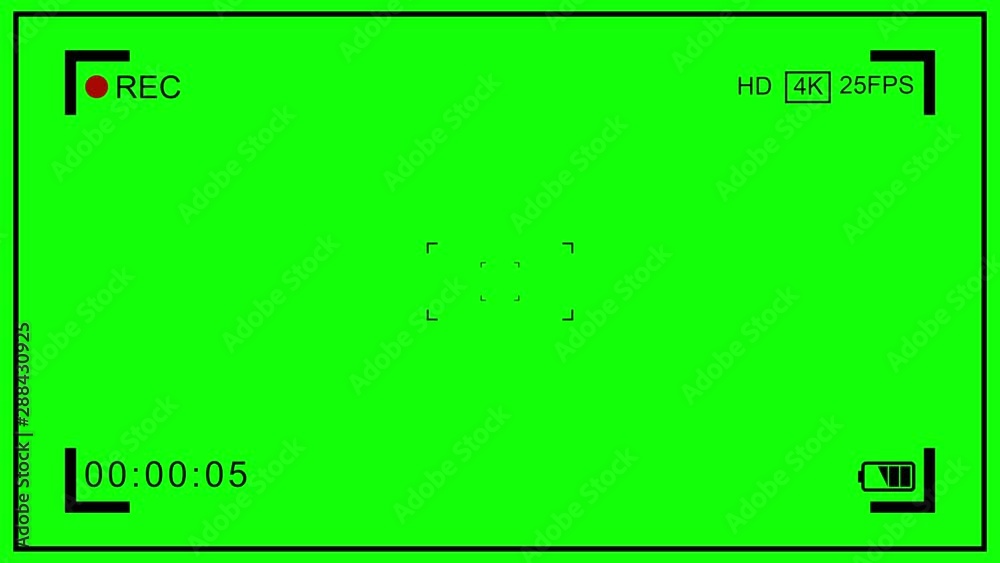 Smartphone Camera recording on green screen background. Rec frame viewfinder overlay animation. Cam video movie focusing on chroma key. Surveillance. Camcorder live, digital interface 4k HD loop able.