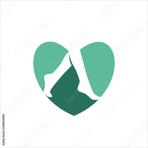 Foot Healthy Logo. Varicose Vein Symbol. Love Heart Icon Vector Eps 10. 