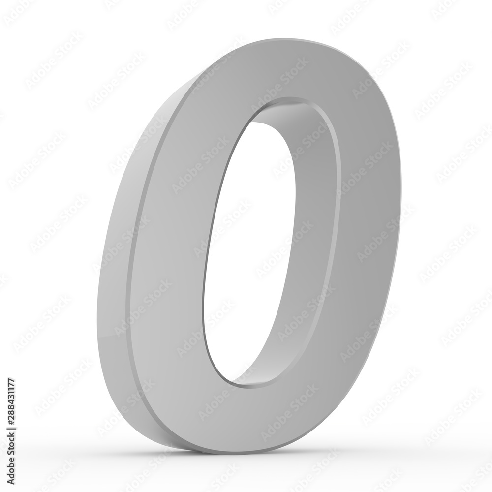 Number 0 chrome gray collection on white background illustration 3D rendering Number 0 chrome gray collection on white background illustration 3D rendering