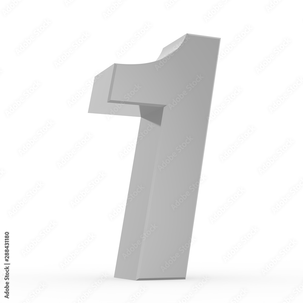 Number 1 chrome gray collection on white background illustration 3D rendering Number 1 chrome gray collection on white background illustration 3D rendering