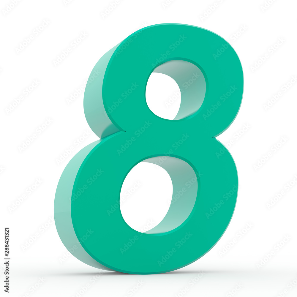 Number 8 green collection on white background illustration 3D rendering Number 8 green collection on white background illustration 3D rendering