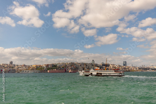 ferry traveling in bosfor sea of istanbul