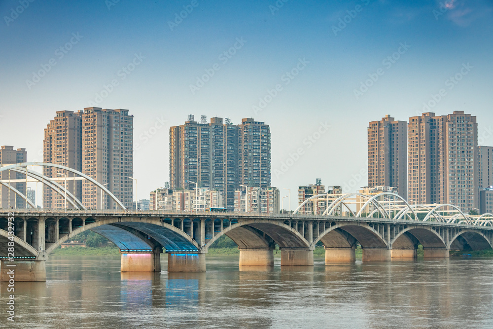 Three Bridges of the Min River, Leshan City, Sichuan Province, China