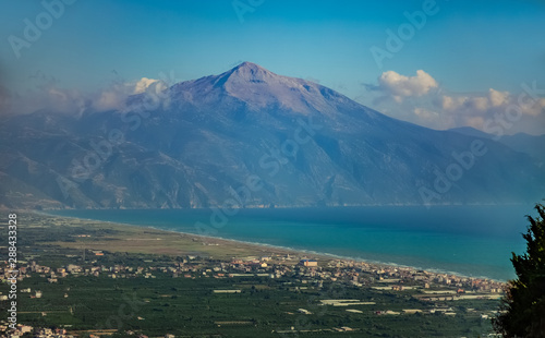 sea and big mountain (kel dag or kilic dag) view in hatay - Turkey photo