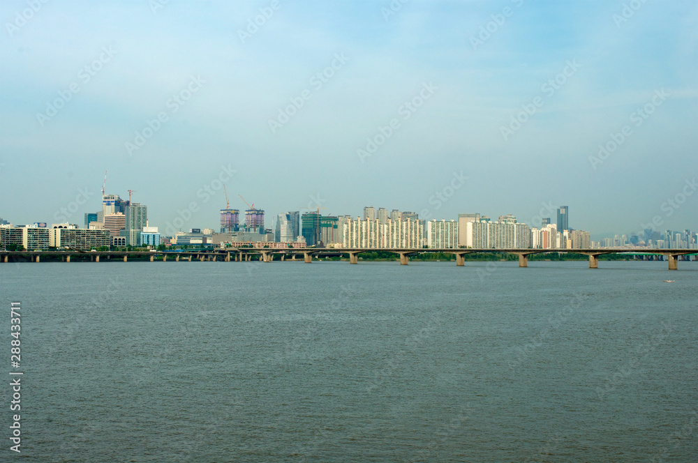 Hangang river in Seoul in summer in Korea