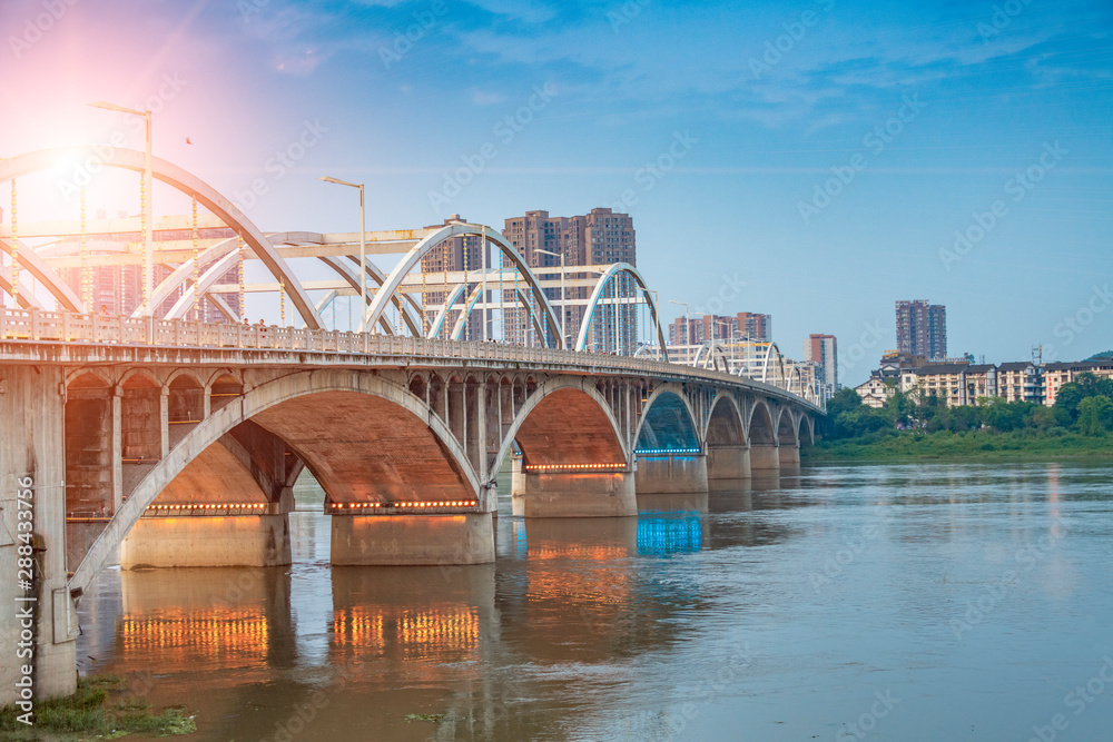 Three Bridges of the Min River, Leshan City, Sichuan Province, China Three Bridges of the Min River, Leshan City, Sichuan Province, China