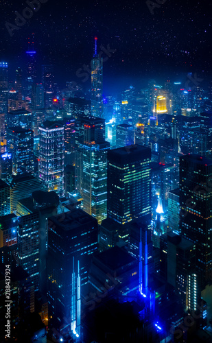 Cityscape at nightlight in Chicago,USA