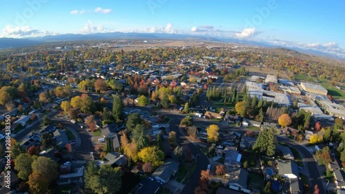 Beautiful Aerial View of City Scene in Rogue Valley Medford Southern Oregon USA photo